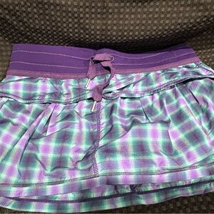 lululemon athletica Purple and Green Plaid Mini Skirt